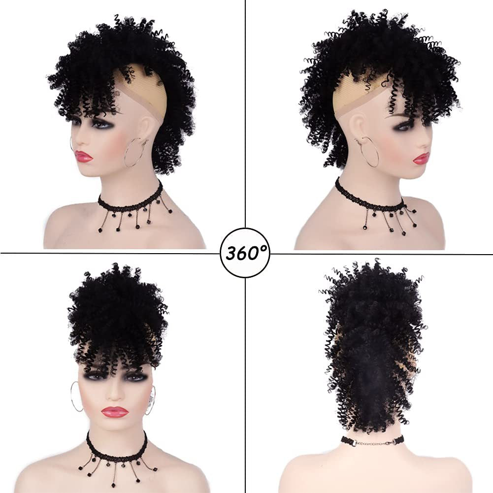 African Small Curly Short Hair Bag Wig Ponytail