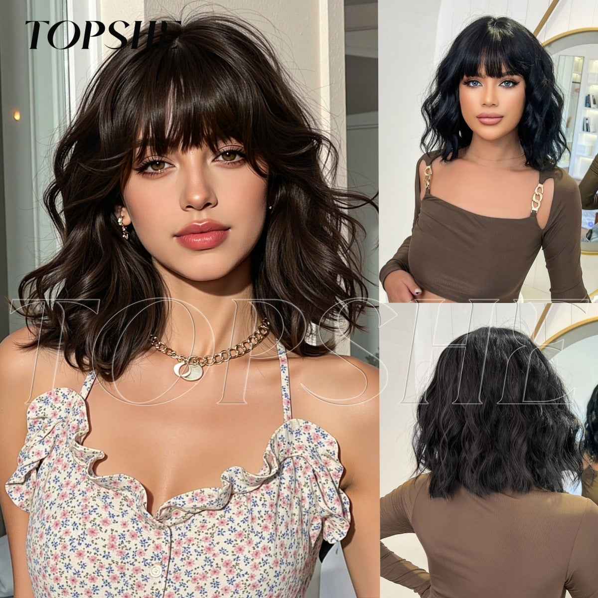 Beautiful Women's Gradually Varied Pink For Wig Short Curly Hair