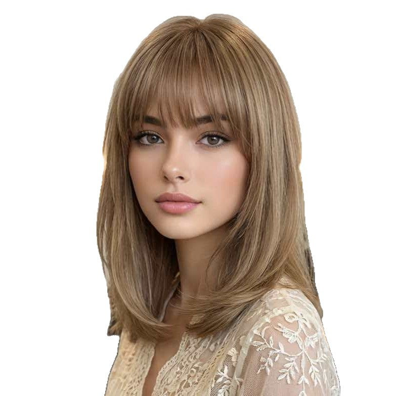 Women's Layered Bangs Gradient Dyeing Natural Fashion Wig Long Curls