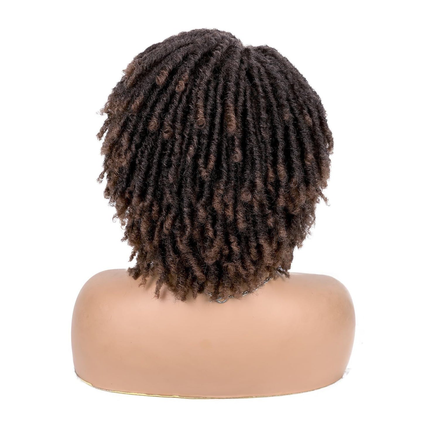 African Tube Curved Hollow Small Volume Dreadlocks Head Cover Wig Short Curly Hair