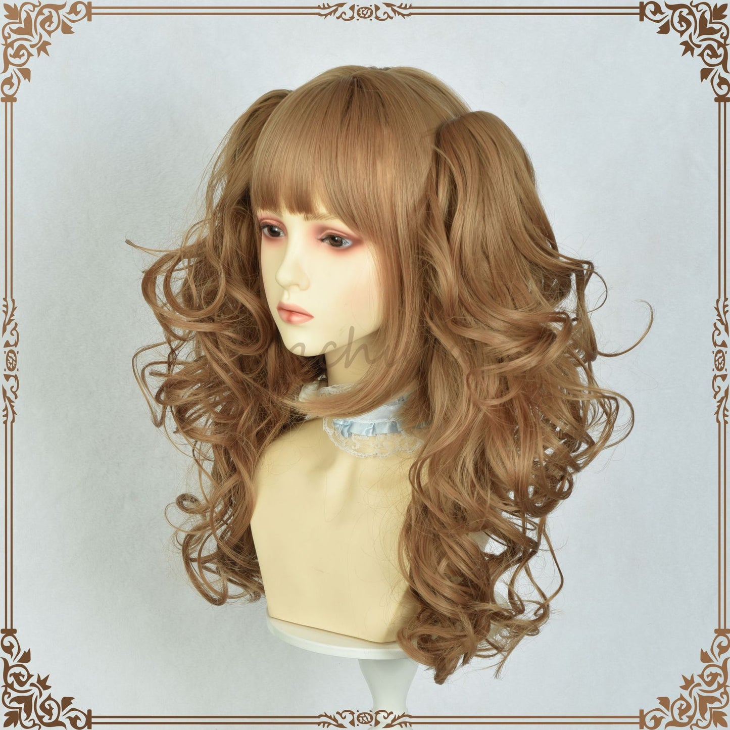Dark Brown Elegant Vintage Roman Curl Ponytail Pairs Of Fiber Cos Wig