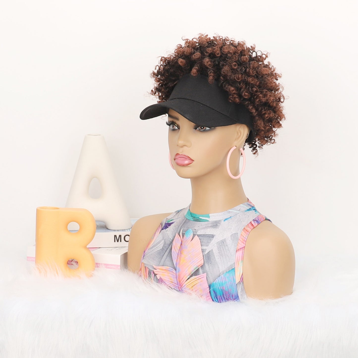 Women's Hat Small Roll Head Cover Screw Spring Wig Short Curly Hair