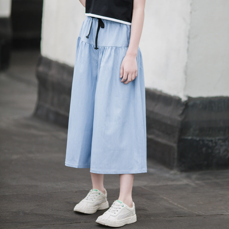 Jeans Culottes Summer Thin Loose Medium Large Western Style Leisure Children's Pants