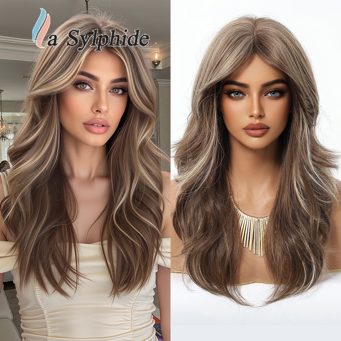 Resistant Golden Overseas Warehouse Curly Hair Bangs Wig Long Curls