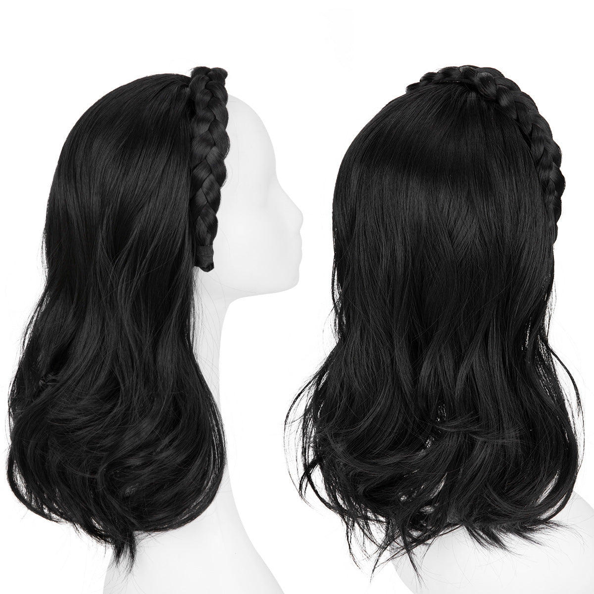 Plaits Headband One-piece Hair Replacement Curly Wig Long Curls