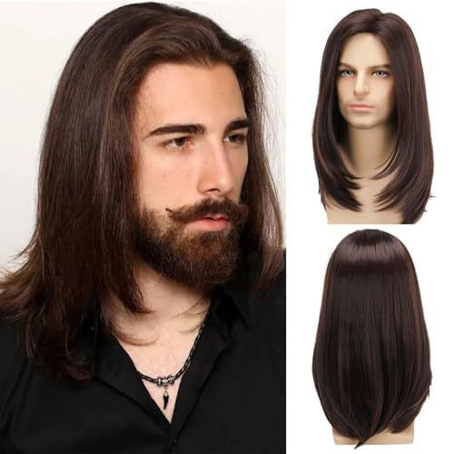 Men's Handsome Hair Mid-length Straight High Temperature Chemical Cos Wig