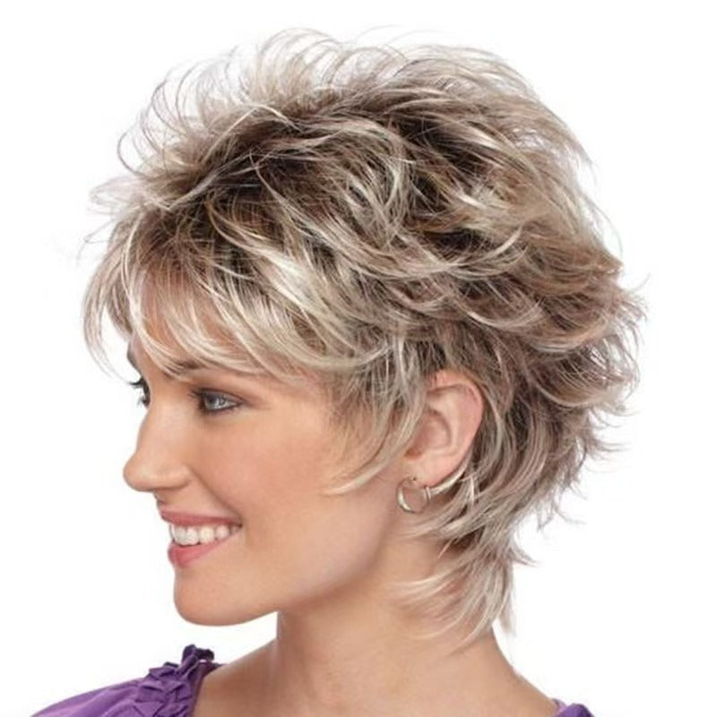 New Women's Mixed Color Chemical Fiber Wig Short Curly Hair