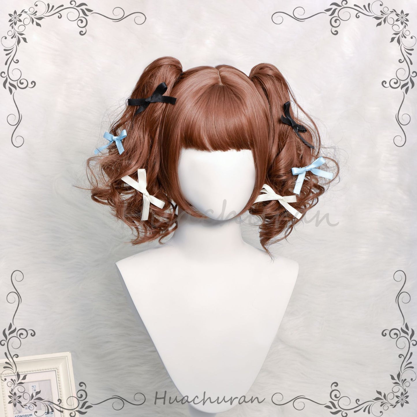 Women's Vintage Roman Curly Double Ponytail Collection Tiger Mouth Chuck Set Cos Wig
