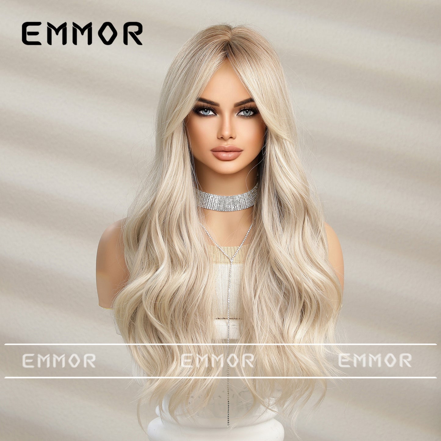 Gold Color Female Curly Hair Natural Fashion Big Wig Long Curls