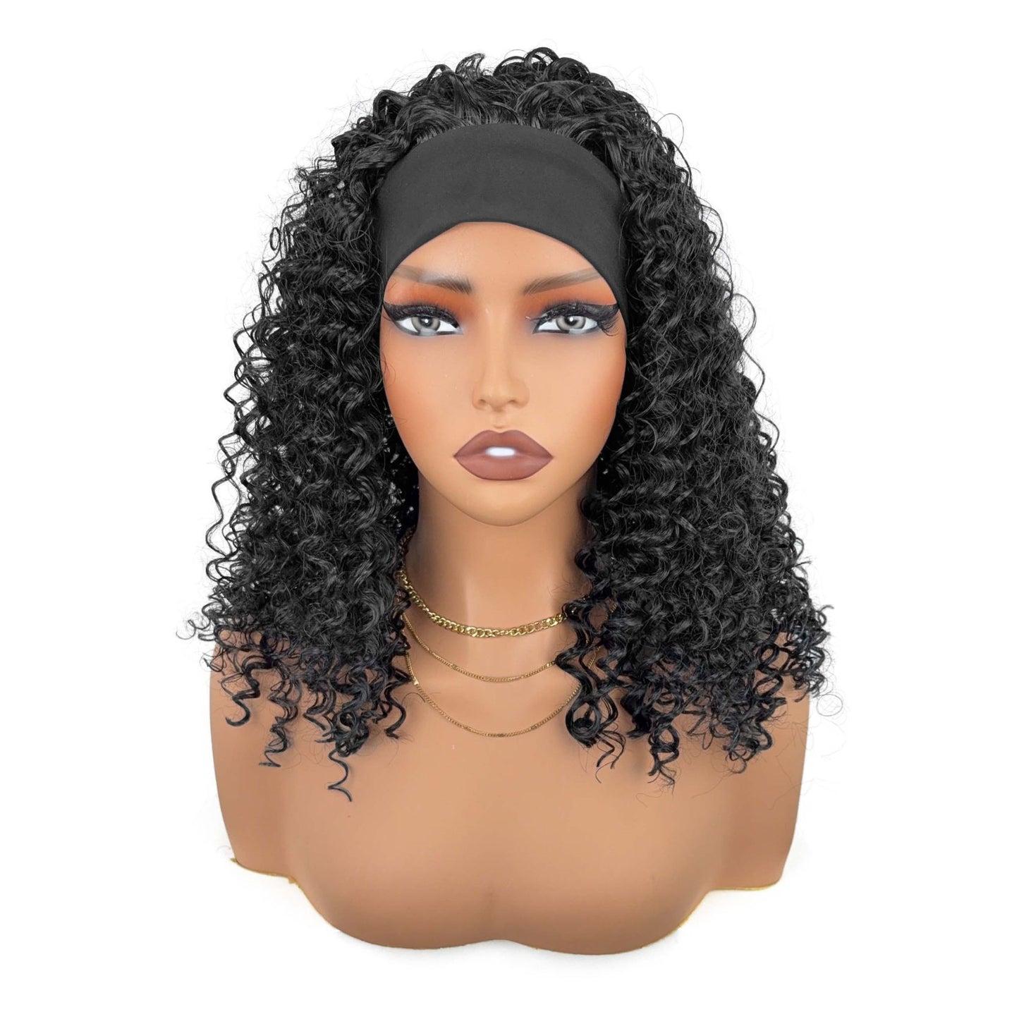 Silk Band Black Explosion Fluffy Wigs With Small Long Head Wig Short Curly Hair