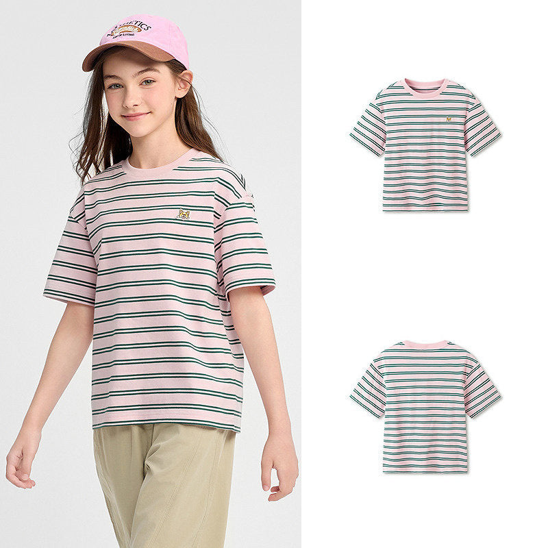 Children's Boys Summer Breathable Cotton Striped Top Children's T-shirt