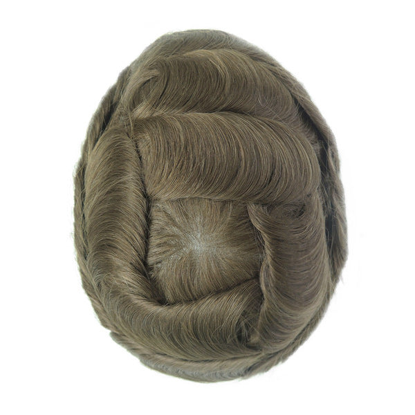Men's Leather Hand Crochet V Needle Hairpiece Men's Wig