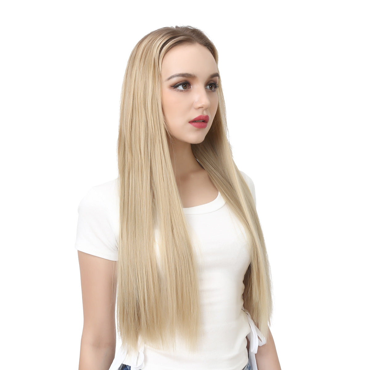 Female Chemical Fiber Simulation U-shaped Half Headgear Seamless Wig
