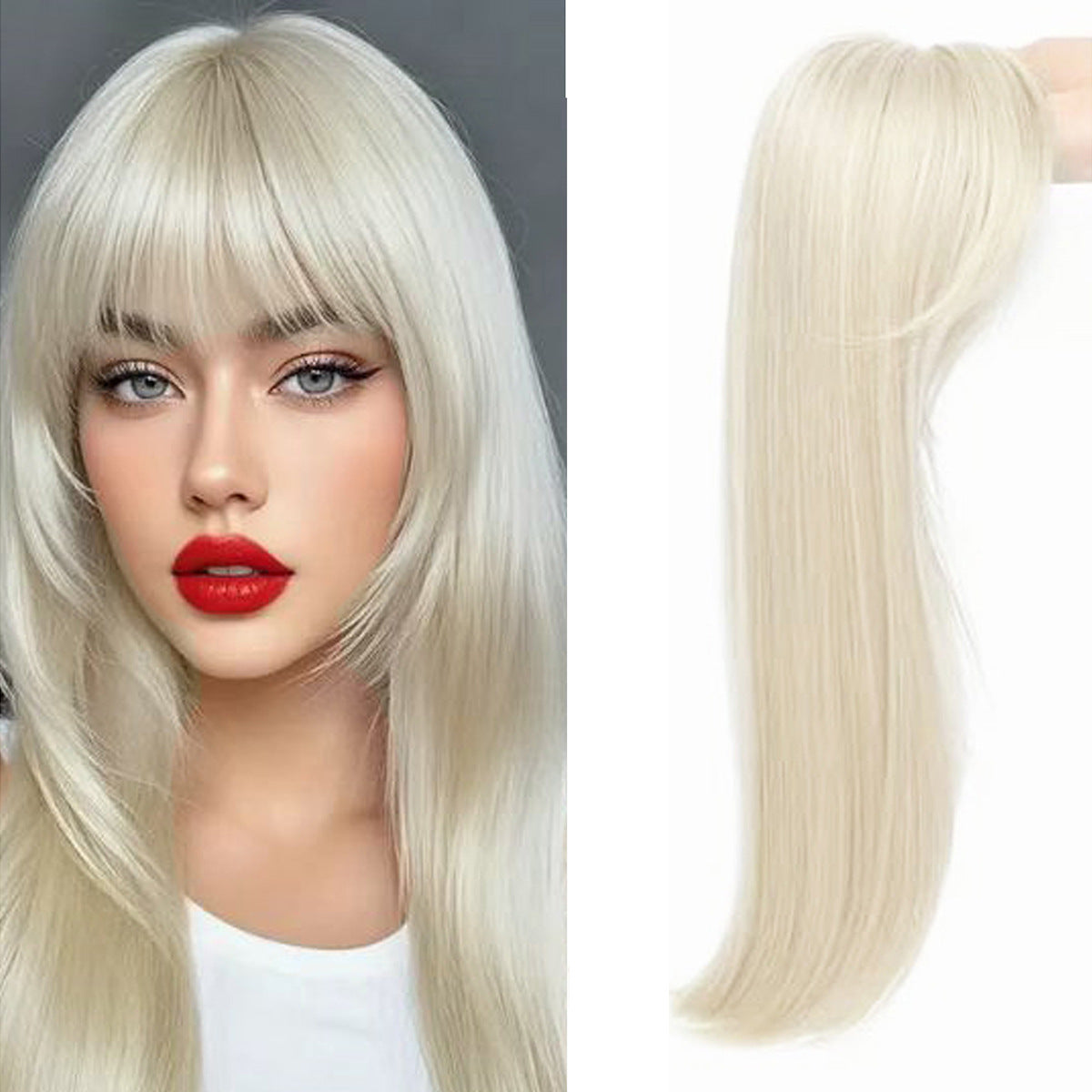 Women's Hairpiece Gradient Color Bangs Chemical Fiber Long Curly Hair Natural Wig