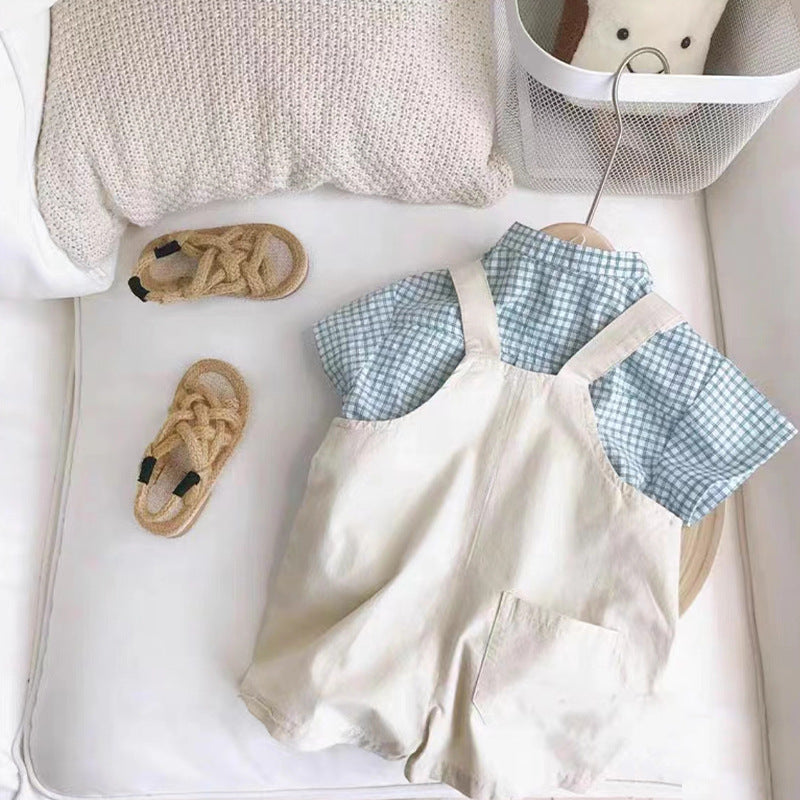 Children's Short-sleeved Summer Clothes Two-piece Handsome Fashion Korean Children's Suit