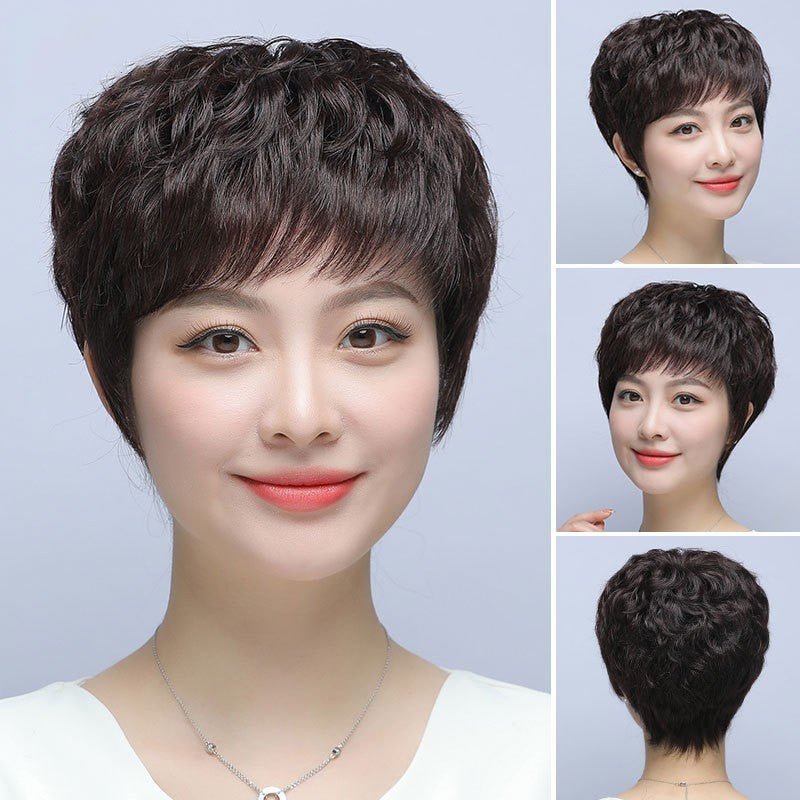 Texture Short Human Natural Light Mother Real Hair Wig