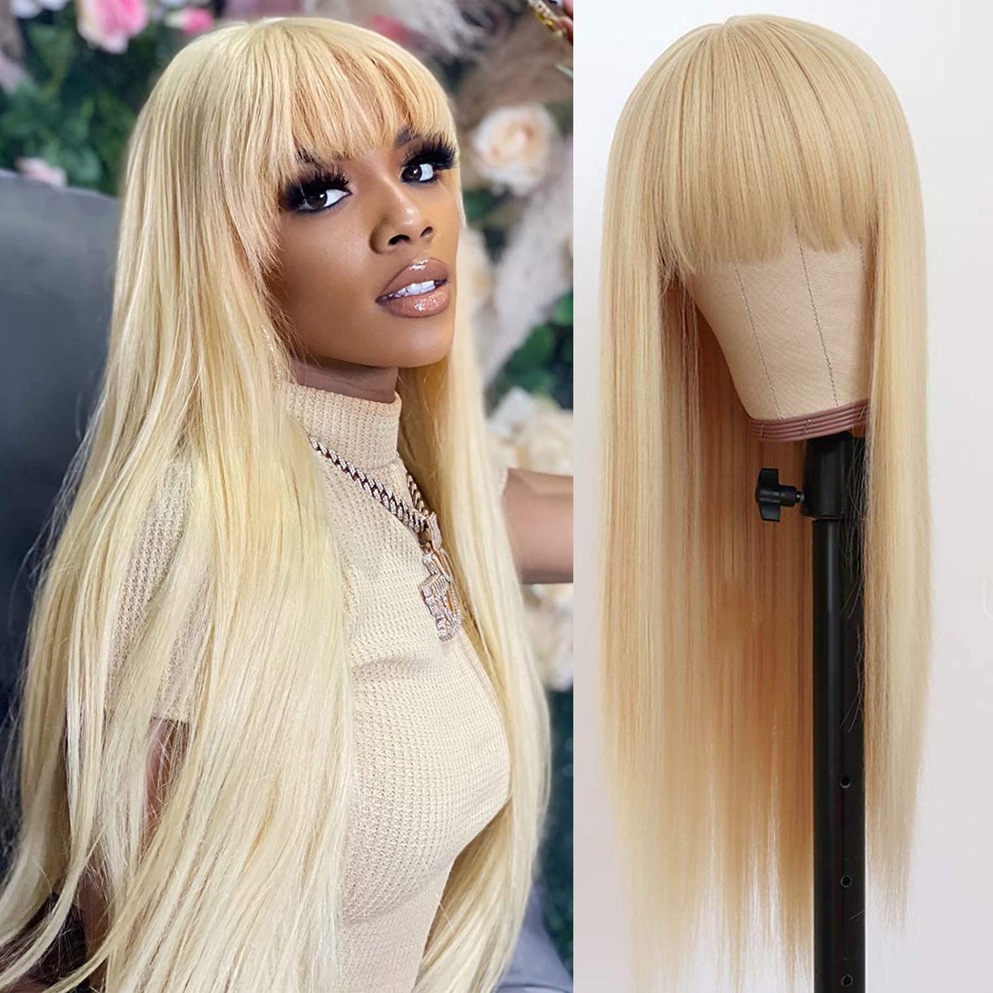 Women's Colorful Bangs Hair Chemical Fiber Long Straight Wig