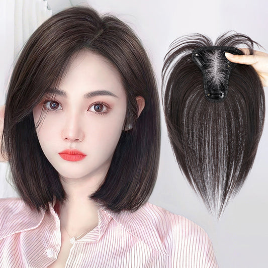 Women's Swiss Net Set Real Hair Head Top Cover White Supplementing Wig