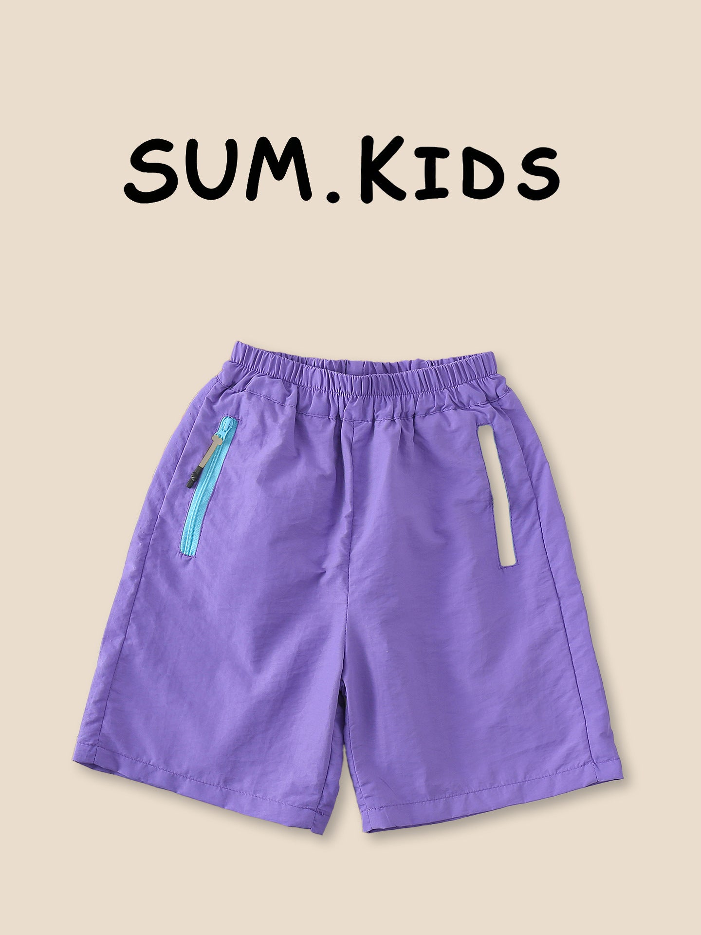 Style Summer Shorts Contrast Color Zipper Pocket Cropped Children's Pants