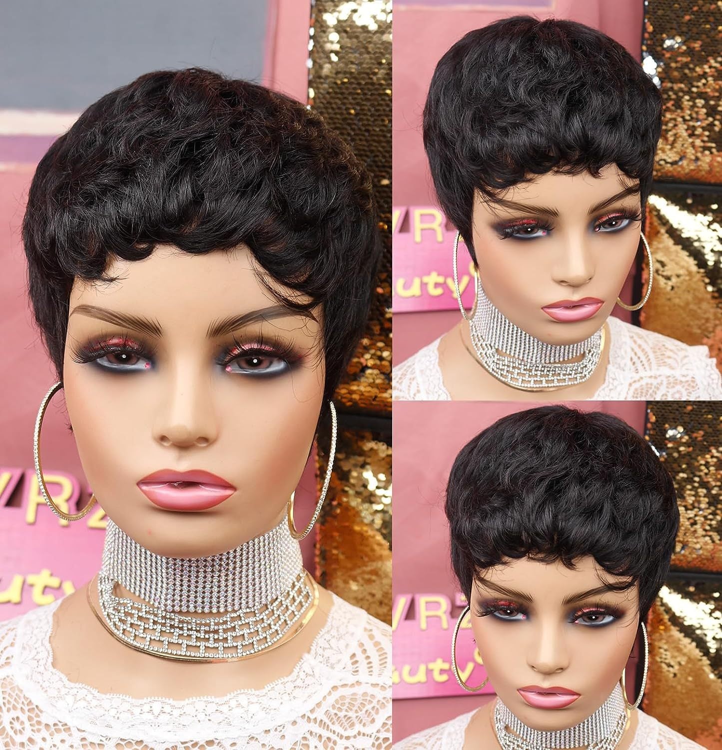 Women's Headgear Fashion Elastic Net Optional Wig Short Curly Hair