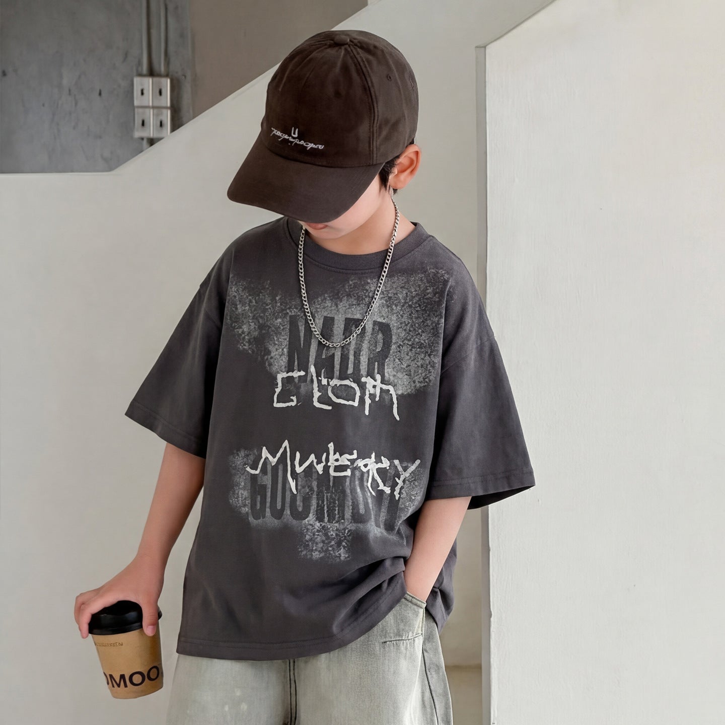 Children's Boy's Short-sleeved Summer Loose Top Boys Middle Children's T-shirt
