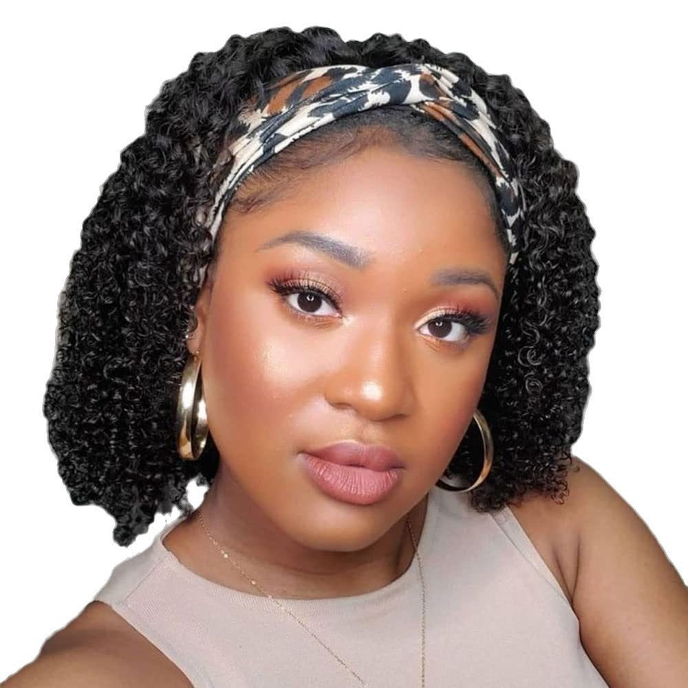 Women's African Small Head Cover Black Rose Net Wig Short Curly Hair