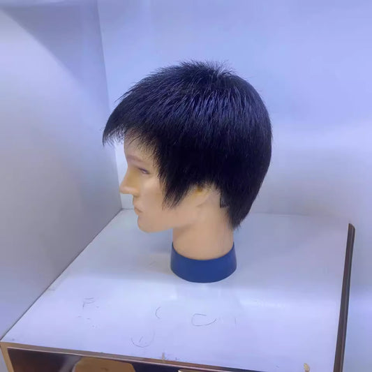Men's Woven Invisible Light Breathable Bald Head All Real Hair Cover Wig