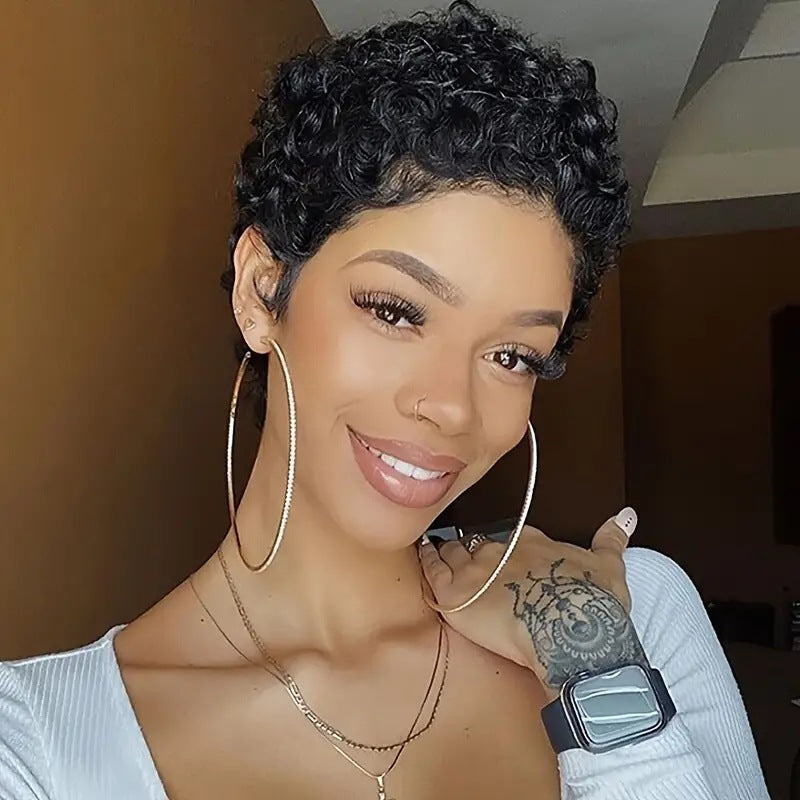 African Ultra Natural Wigs With Small Fashion Wig Short Curly Hair
