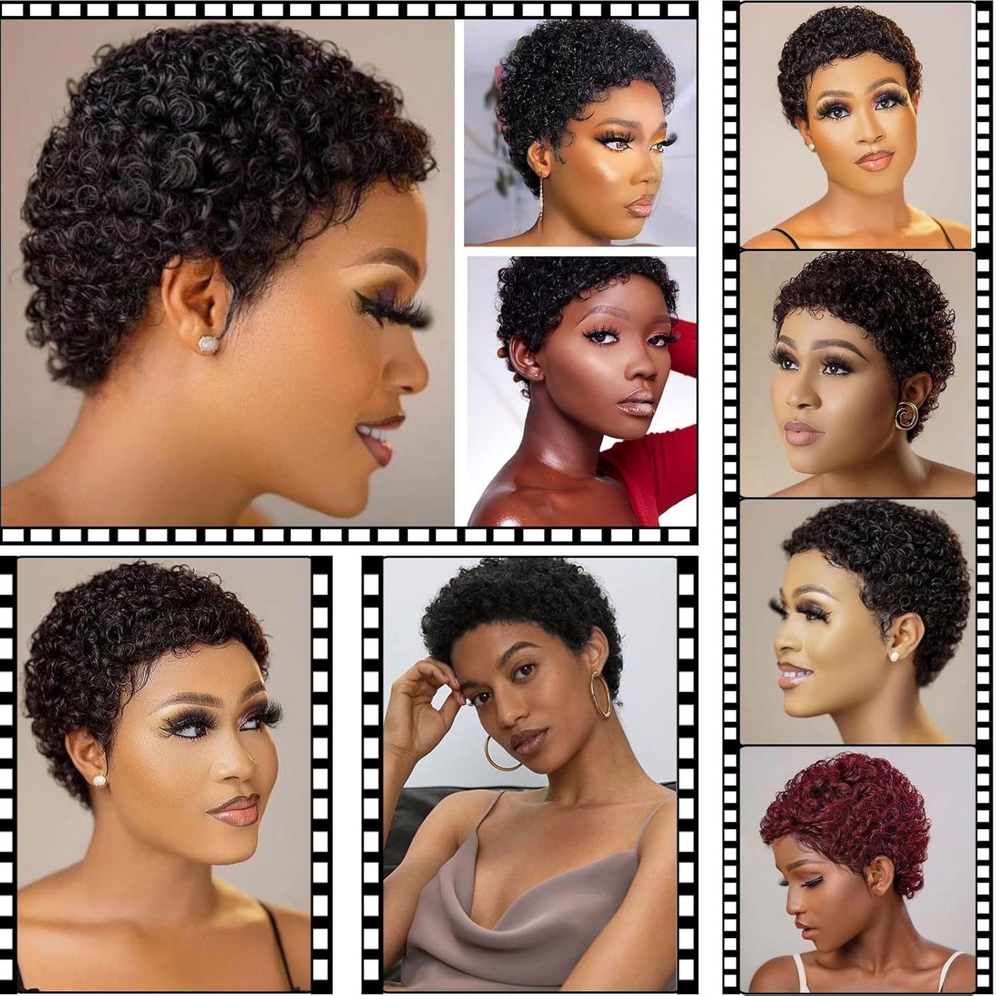 Casual Full Mechanism African Roll Human Real Hair Wig