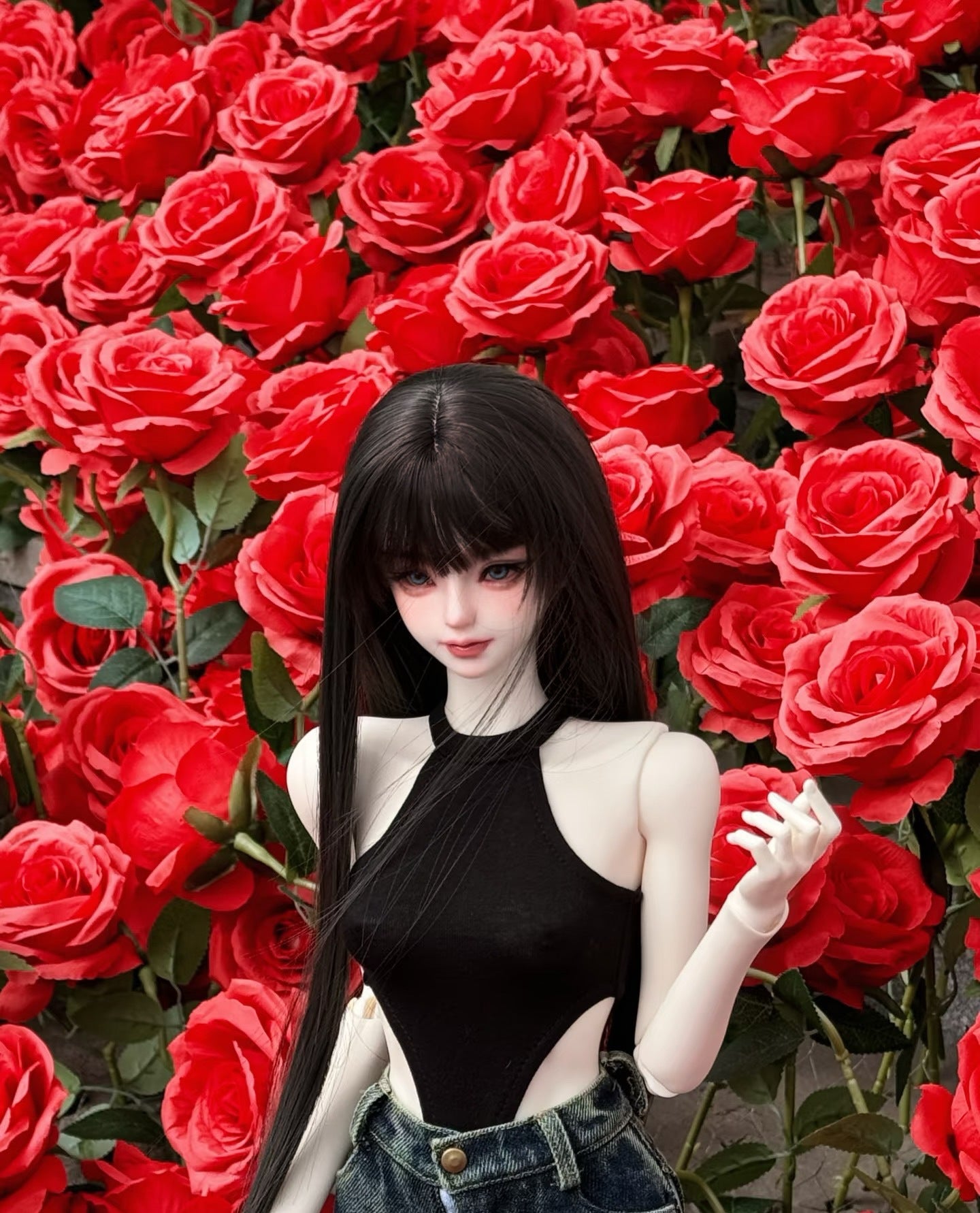 Straight Bangs Long Black Hair Good-looking Cos Wig