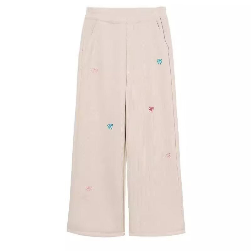 Children's Thickened Medium Big Embroidered Loose Casual Children's Pants