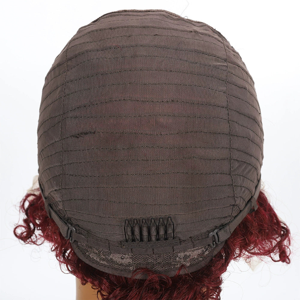 Curls Head Cover African Curly Short Real Hair Wig