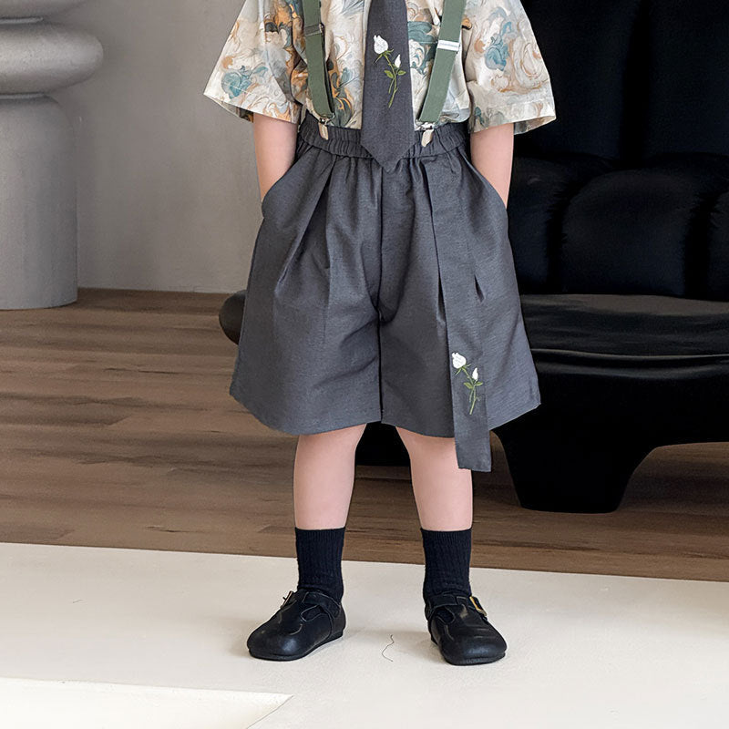 Children's Suit Short-sleeved Korean Style Loose Fashionable Beach Shorts Children's Shirt
