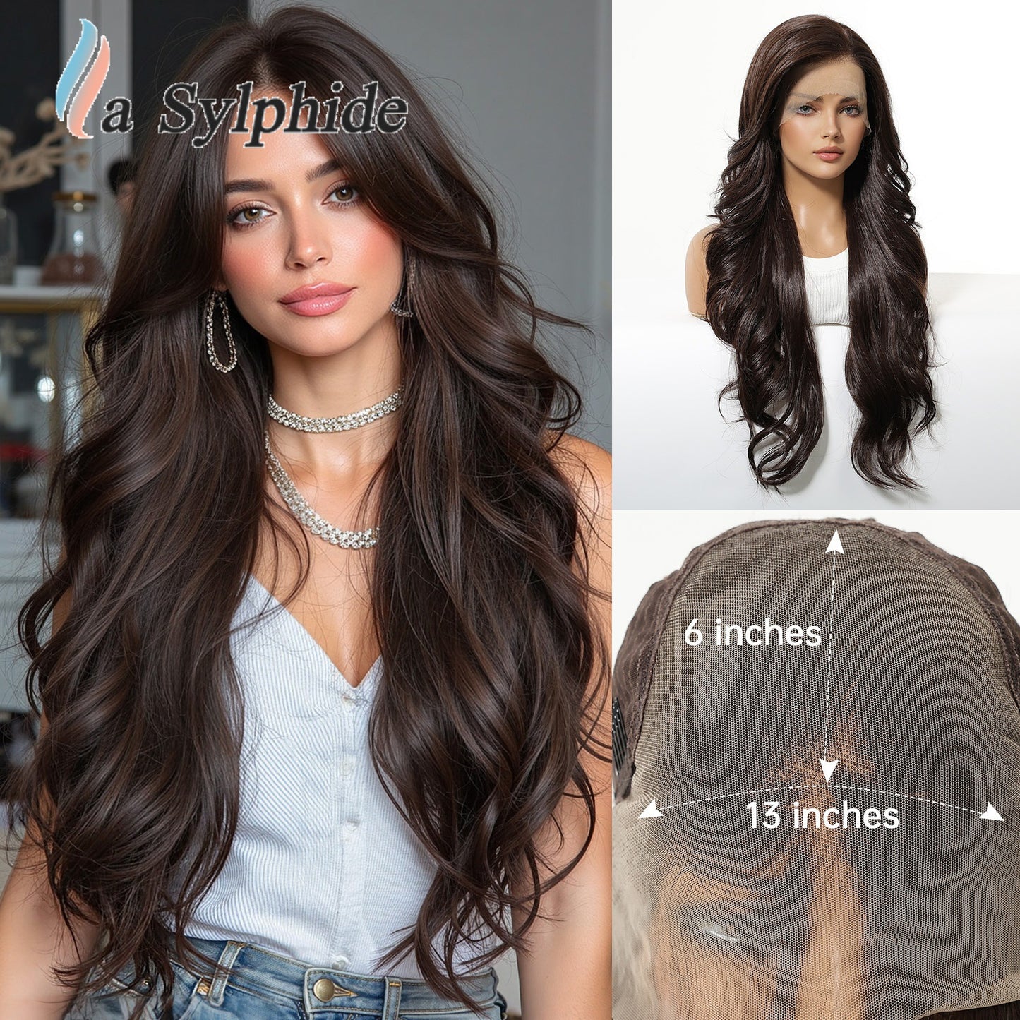 Hand-woven Silk High Temperature Resistant Black Brown Curly Wig Long Curls