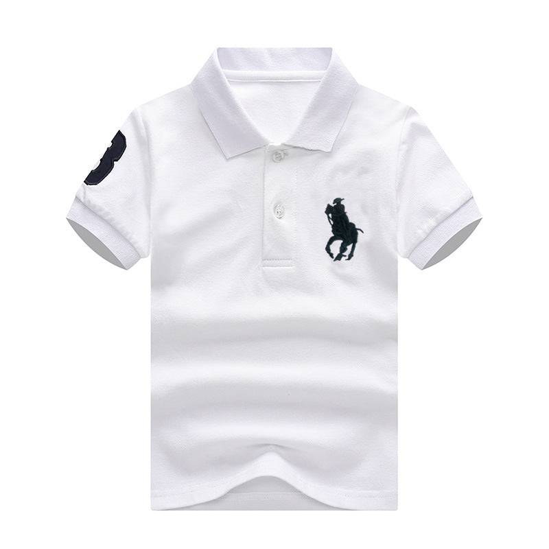 Children's Summer Solid Color Polo Collar Medium Size Shirt Trendy Children's T-shirt