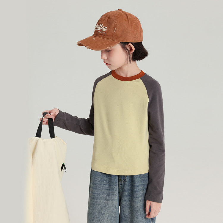 Children's Raglan Sleeves Versatile Round Neck Long Sleeve Children's T-shirt