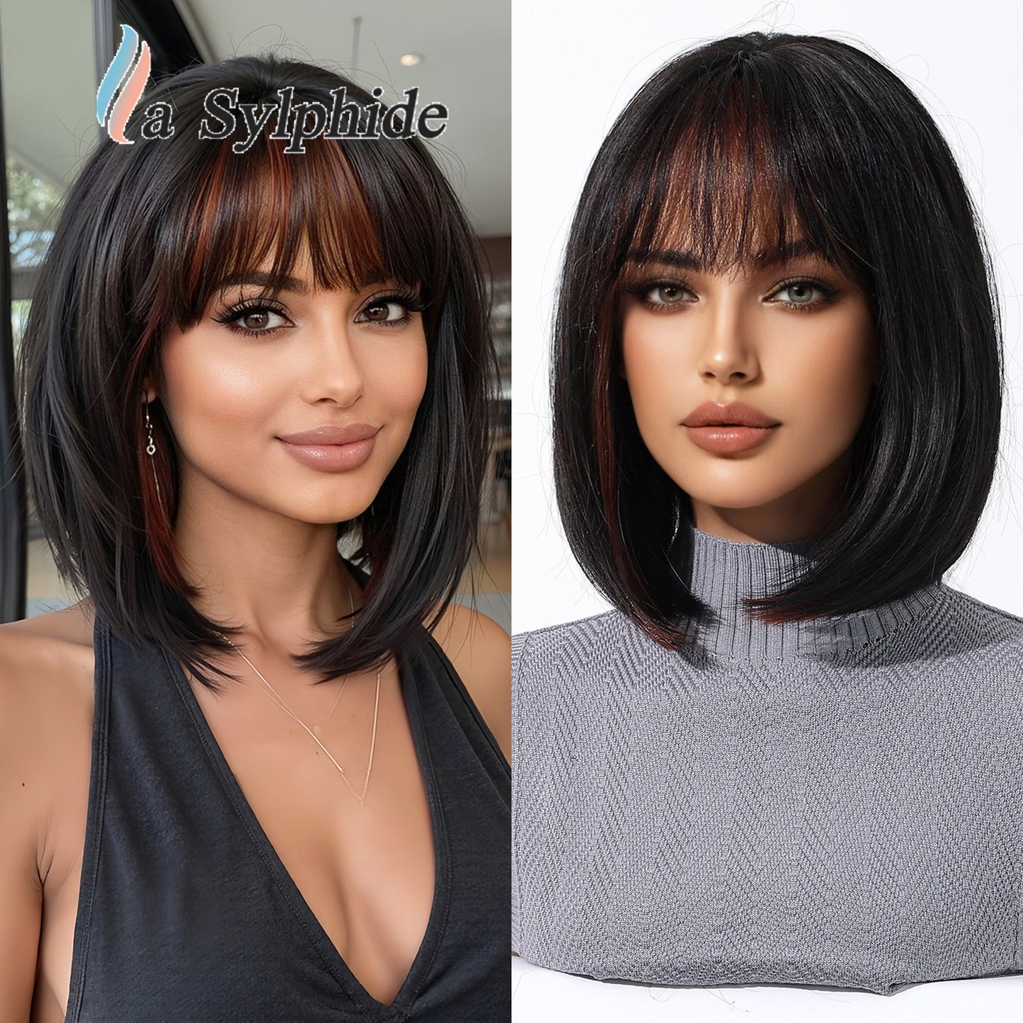 Face Natural Simulation Human Hanging Ear Dyed Wig Short Straight Hair