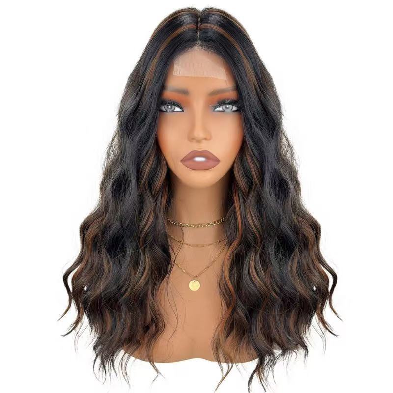 Women's Front Lace Curly Hair Mid-length Fiber Wig Long Curls