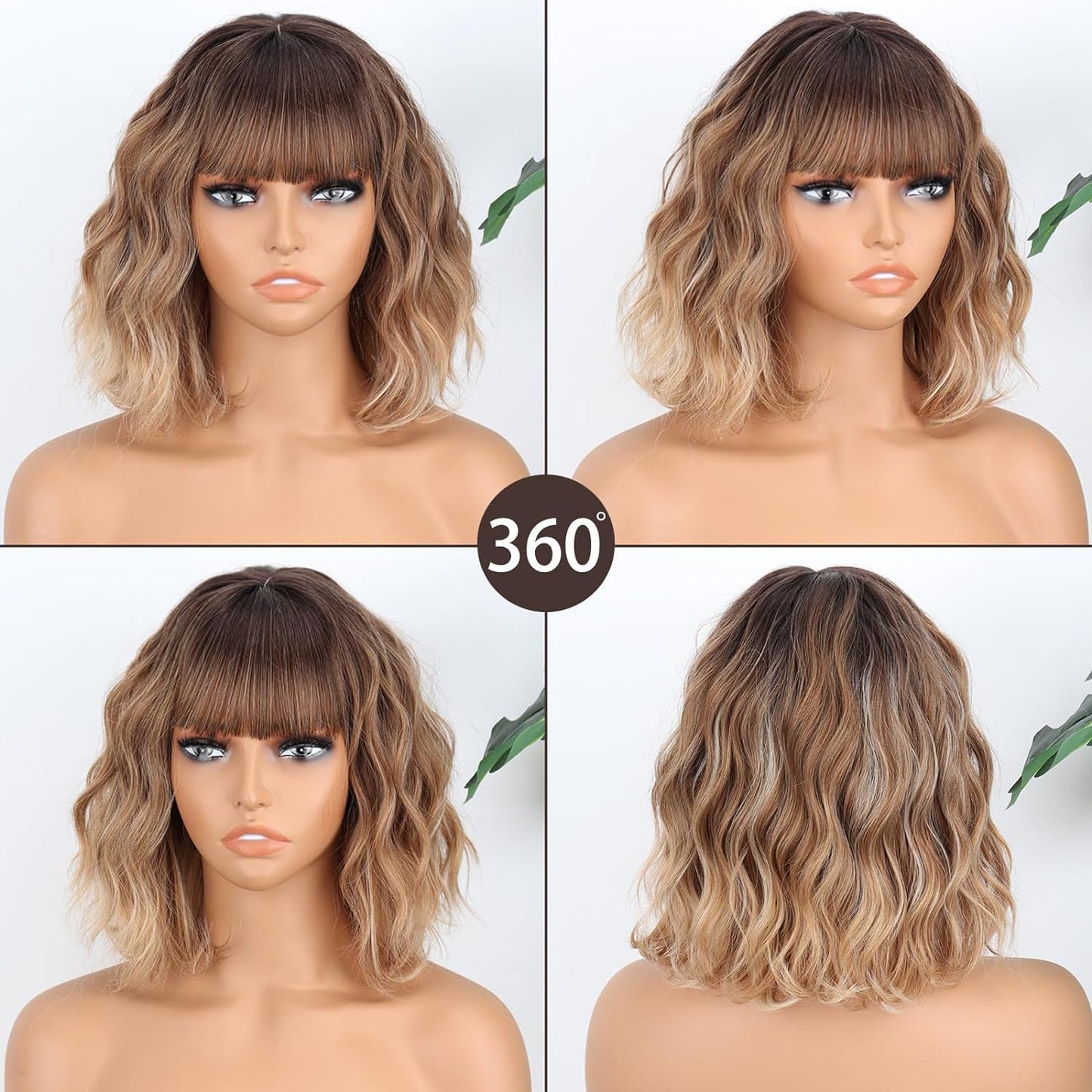 Women's Wave Head Water Corrugated Bangs Fluffy Cover Wig Short Curly Hair
