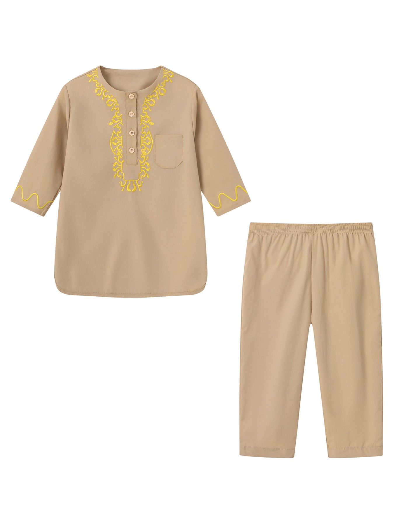 Children's Clothing Embroidered Pattern Button Round Tie Children's Suit