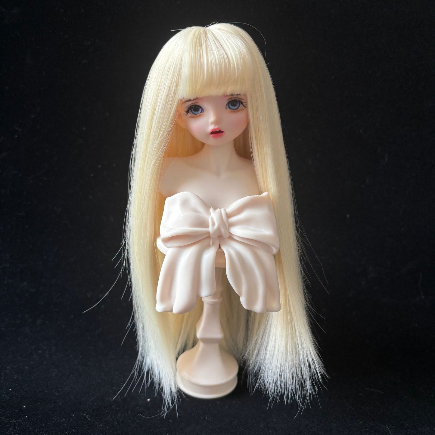 Soft Silk Optional Bangs Long Straight Hair Points Doll Head Cos Wig