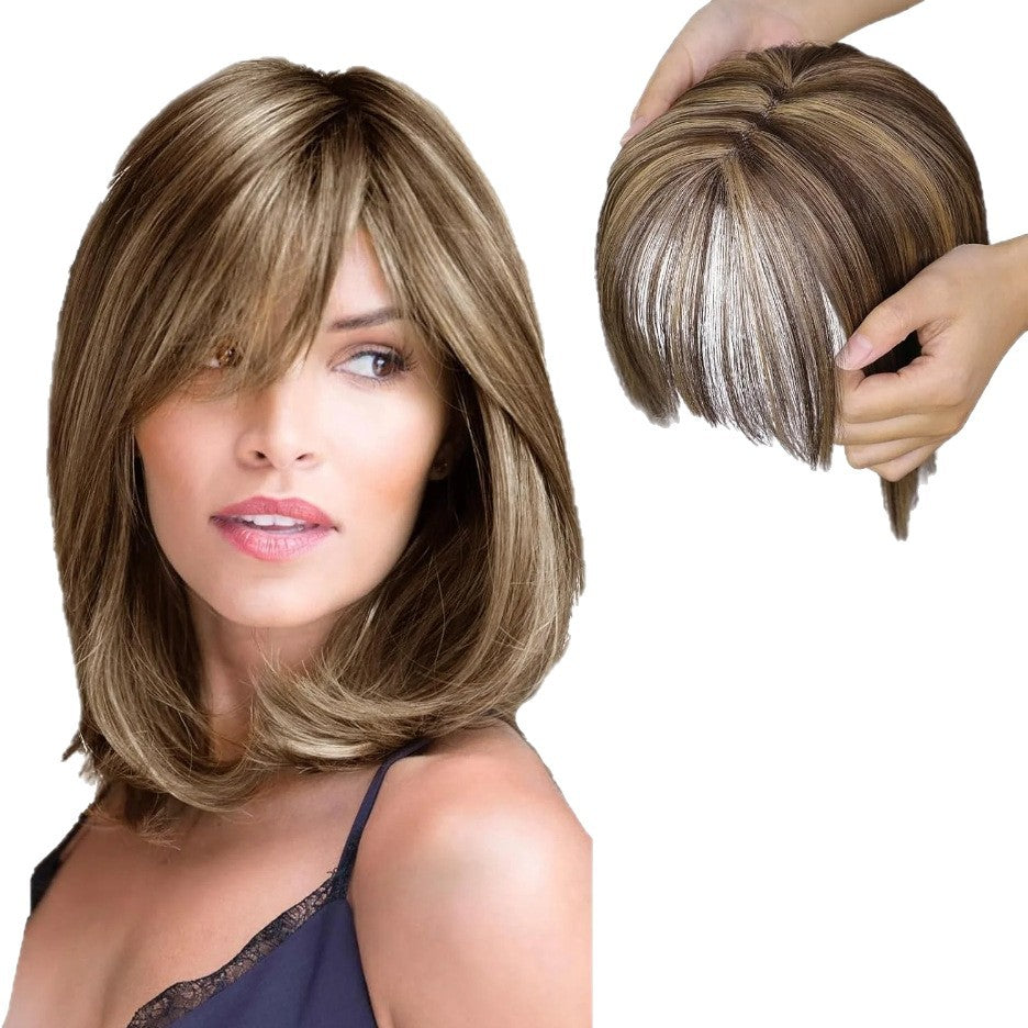 Women's Natural Lightweight Breathable Cover Gray Hair Invisible Seamless Fluffy Artificial Wig