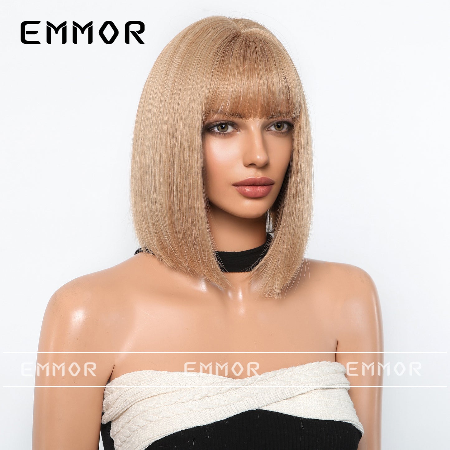 Champagne Brown Younger Fashion Head Natural Wig Short Straight Hair
