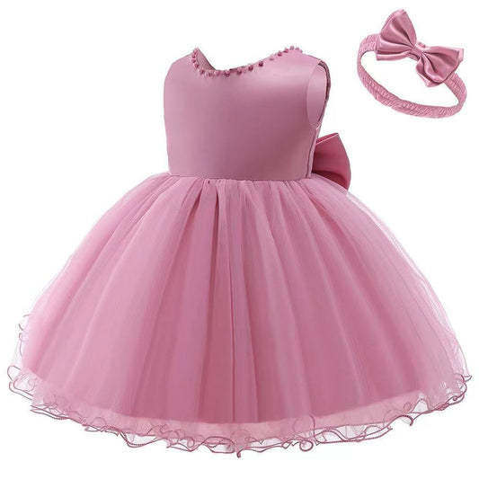 Princess Little Flower Year-old Holiday Xi Bow Summer Mesh Tulle Children's Dress