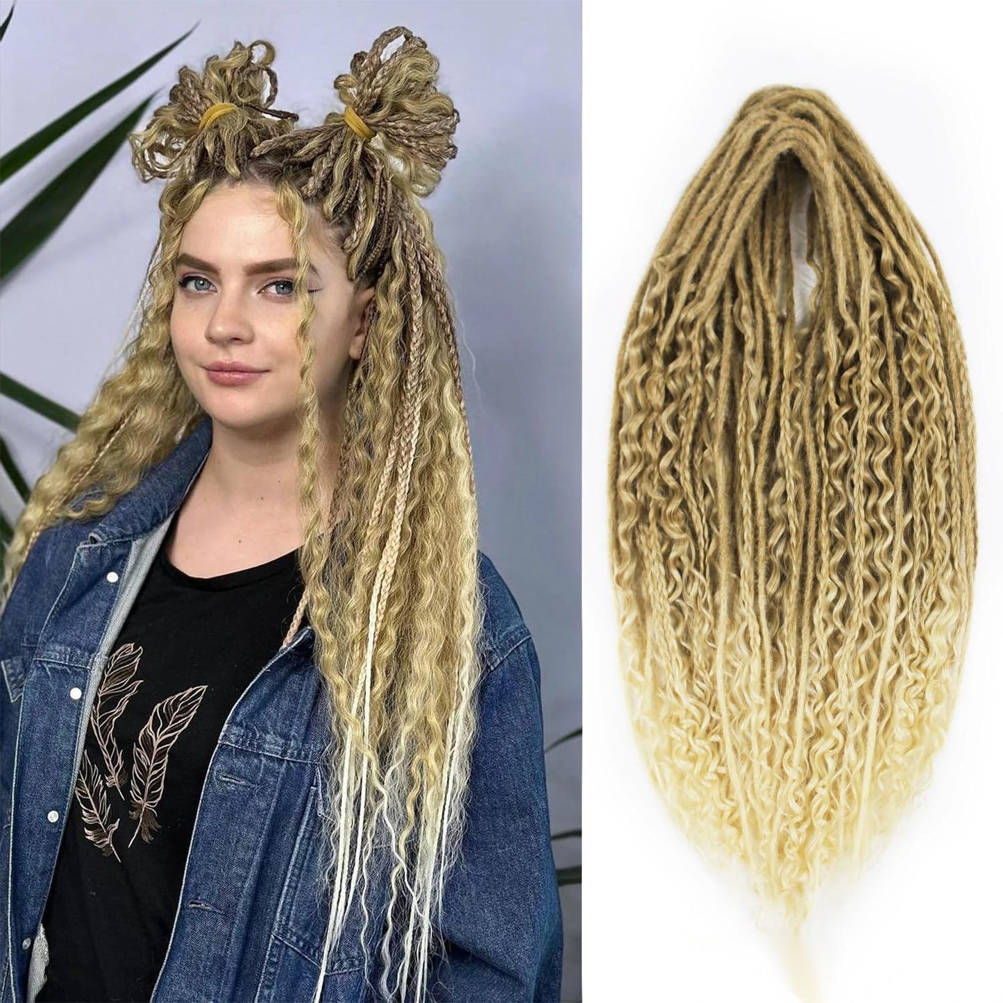 Three-strand Braid Double Tail Rolled Dreadlocks Other Wig