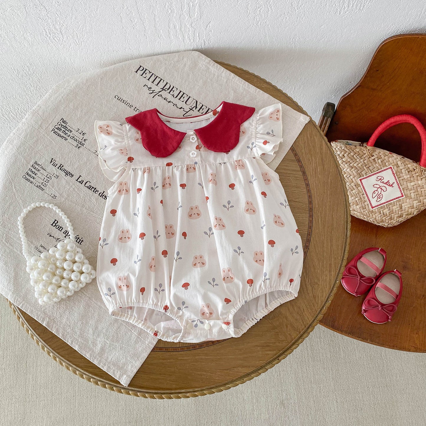 Babies Summer Princess Rompers Butterfly Collar Thin Jumpsuit, Climbing Suit
