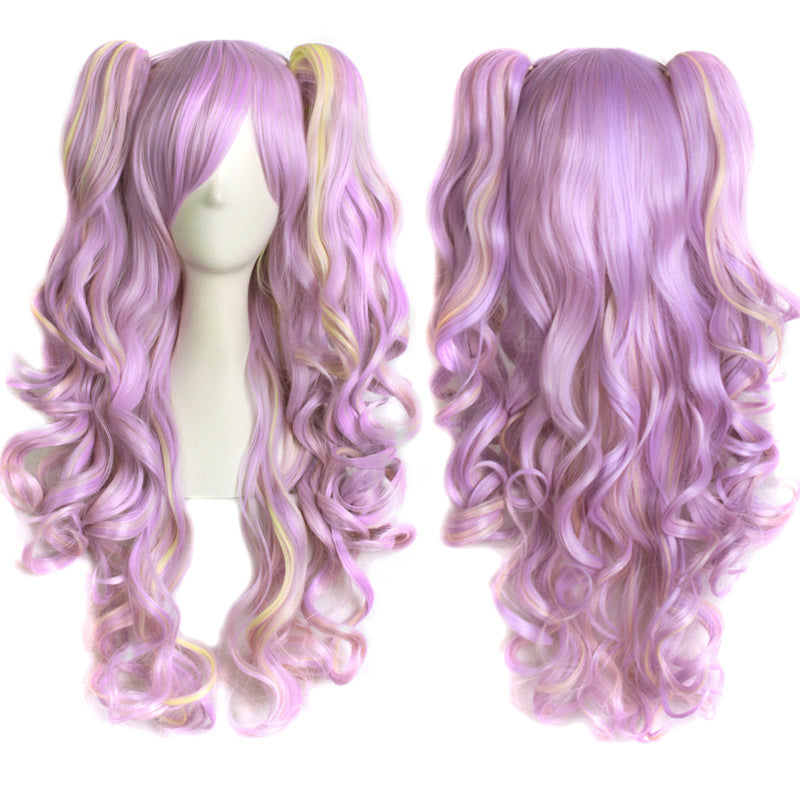 Anime Lolita Double Tiger Clip Color Mixed Synthetic Cos Wig