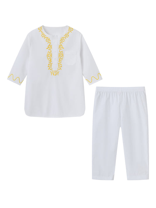 Children's Clothing Embroidered Pattern Button Round Tie Children's Suit