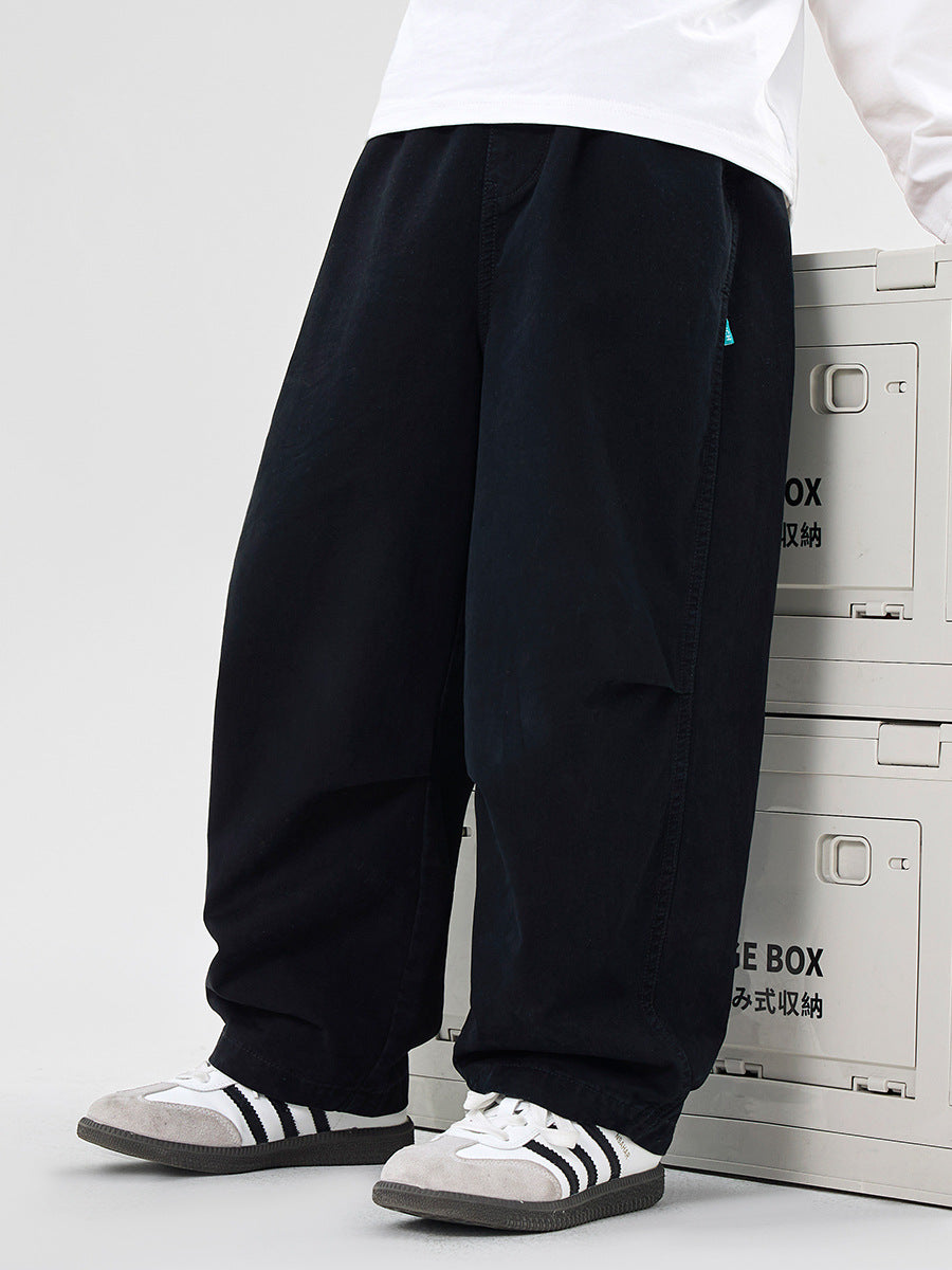 Cotton Trousers Spring Medium Big Loose Straight Children's Pants