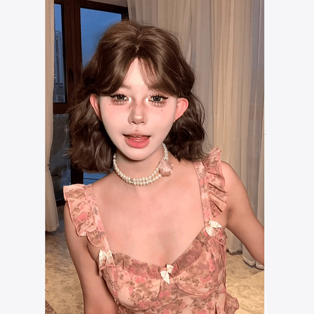 Roll Several Words Bangs Summer Natural Wig Short Curly Hair